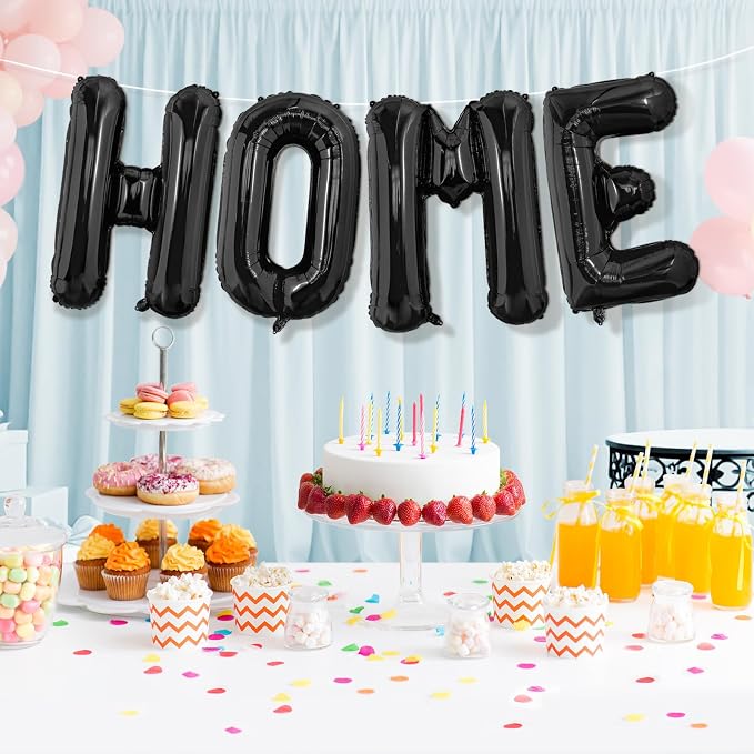 Black HOME Balloons, 40 Inch HOME Letter Balloons Home Balloon Banner - Image 7