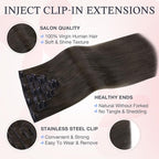 DOORES Invisible Clip in Hair Extensions 22 inch 150g 7pcs, Real Human Hair Invisi Edge Clip in Extensions, Virgin PU Clipins Straight Thickening Hairstyle, 1C Mocha Brown