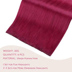 WENNALIFE Burgundy Red Clip in Hair Extensions Real Human Hair 35g 6pcs 16 Inch Colored Hair Extensions for Kids Women Colorful Hair Pieces Pop-up Style Straight Extensiones De Cabello Humano Con Clip