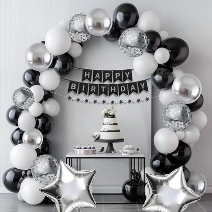 Black and Silver Happy Birthday Party Decorations - Image 5