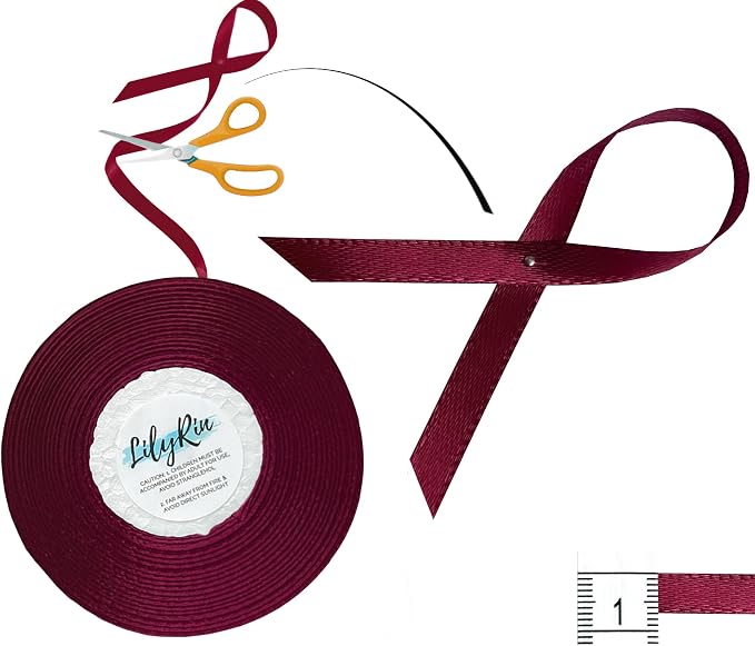 Burgundy Ribbon 1/4 Inches 36 Yards Satin Roll Perfect - Image 2