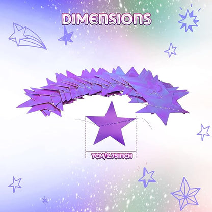 Patelai 130 ft Star Garland Banner Decor, Holographic Purple - Image 3