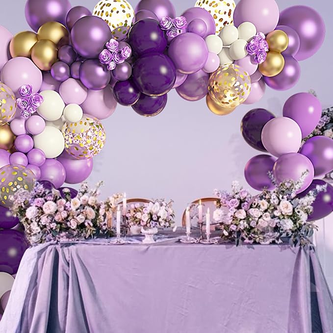 Amandir 150Pcs Purple Balloons Garland Arch Kit | Light Pastel Purple Gold - Image 5