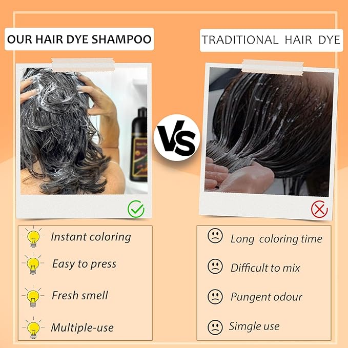 Hair Dye Shampoo 3 in 1, Long-Lasting Gray Hair Coverage, Natural Dark Coffee Hair Color Shampoo with Herbal Ingredients, Easy Application Shampoo Para Canas for Women Men 16.9 Fl Oz
