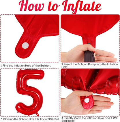 Red Number 5 Balloon 40 Inch, Big Large Foil Helium Number Balloons, Jumbo - Image 7