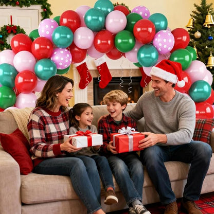 Red Pink Green Balloons with Pink Polka Dots Print Balloon, Pearl Turquoise - Image 6