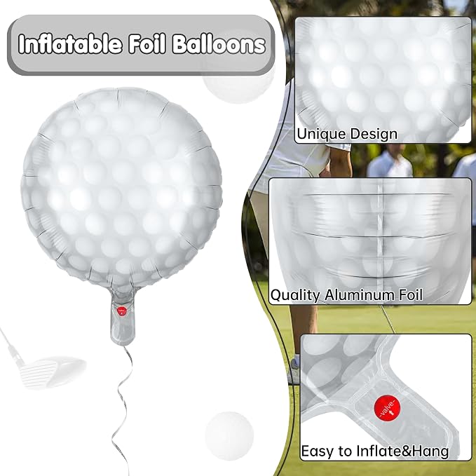 Fovths 12 Pieces Inflatable Golf Balloons 18 Inches Golfs Foil Balloons Themed - Image 3