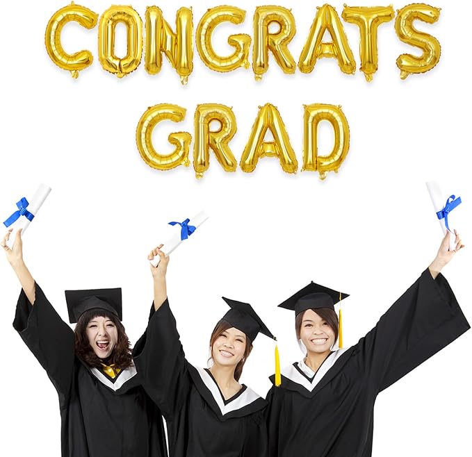 2 Set 24Pcs Gold Congrats Grad Letter Balloons 16in Balloon Foil Letter - Image 6