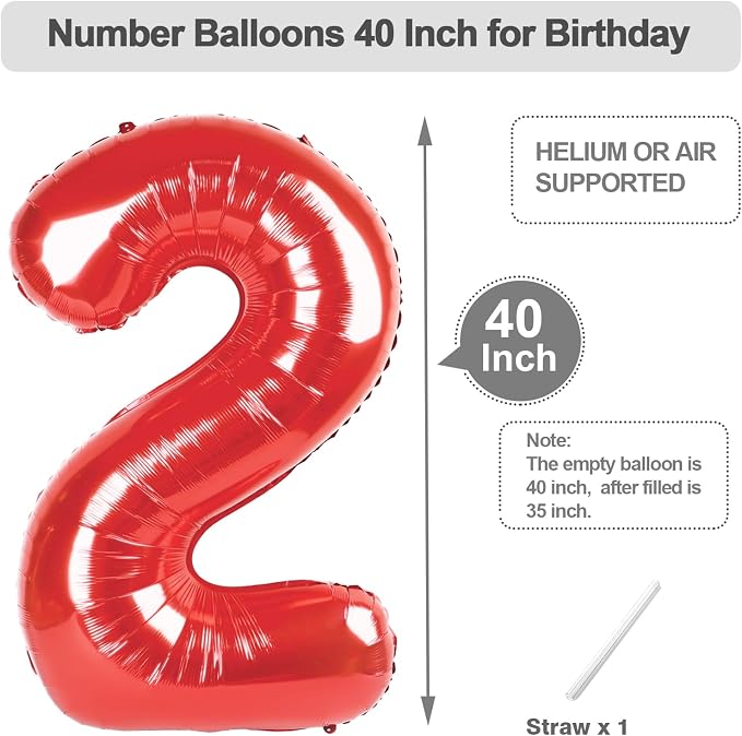 Numbers 10 Balloon 40Inch Red Balloons - Image 5