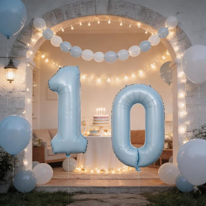 40 In Matte Blue Number Balloons Helium Foil Mylar Balloon Digital 6 | Birthday - Image 4