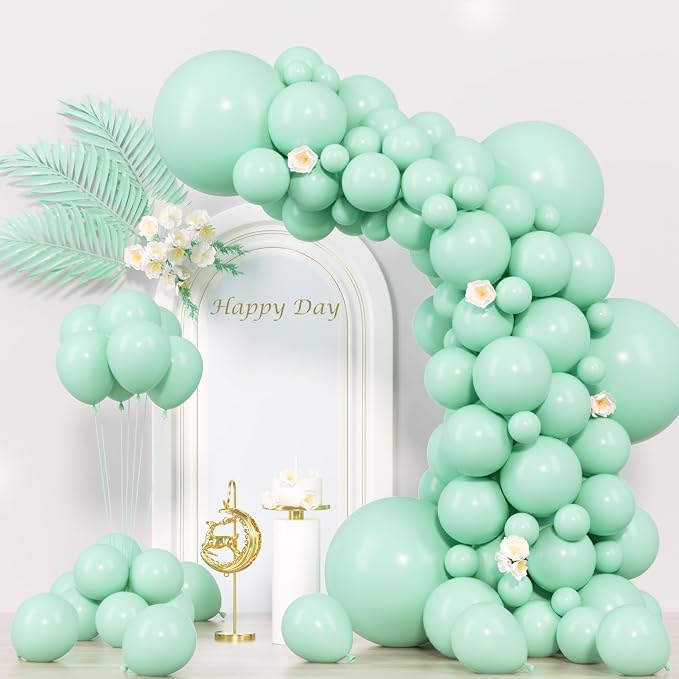 Voircoloria 130pcs Mint Green Balloons Garland Arch Kit, 18 12 10 5 Inch | by Voircoloria