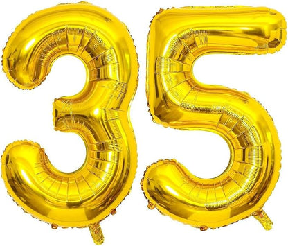 Gold 35 Number Balloons, 40 Inch Giant Number 35 Balloons Foil Mylar Helium by Lovoir