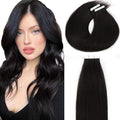 Lacerhair Tape in Hair Extensions Human Hair - 20 Inch Natural Black 100% Real Virgin Tape in Human Hair Extensions Double Sided 50g 20pcs/set