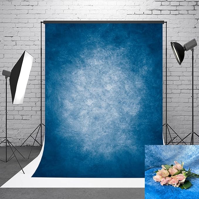 6x9ft Dark Blue Gradient Portrait Photo Backdrops Bright Center Abstract - Image 2