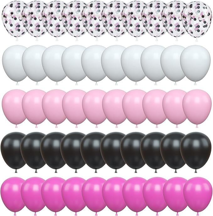 Balloons Black and Pink, Rose Red Pink Party Balloons Decoration - Image 4