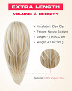 Ponytail Extension – 16” Claw Clip in Ponytail Hair Extensions Natural Soft Synthetic High Pony Tail Hairpieces for Women (Dirty Blonde, 16 inch)