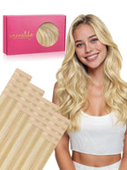 WENNALIFE Fuller Tape in Hair Extensions Human Hair, 18 inch 20pcs 80g Light Blonde Highlighted Golden Blonde Remy Hair Straight Tape in Extensions Skin Weft Tape Ins Extensiones De Cabello Humano