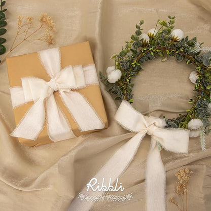 Ribbli 3 Rolls Ivory Ribbon 1.5 Inch x 18Yards Cream White Handmade Cotton - Image 5