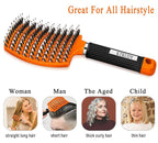 KTKUDY Detangling Brush Boar Bristles Hair Brush Make Hair Shiny & Healthier Curved and Vented Detangler Brush for Women Men Kids Wet and Dry Hair (Orange)