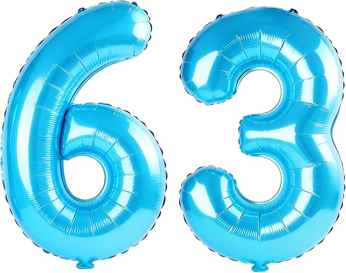 40 Inch Number 63 Balloons for 63rd Birthday Party Decorations, 0-100 Jewelry by FOBELEC