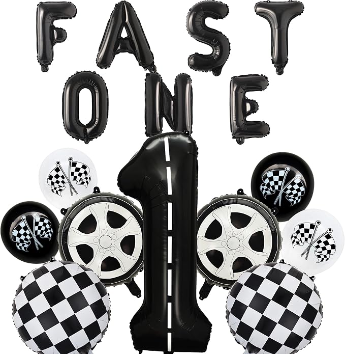 Race Car 1st Birthday Party Balloons, Fast One Letter Banner Balloon 40 Inch by HCYIRPTBL
