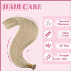 YoungSee I Tip Extensions Blonde Itip Hair Extensions Real Human Hair Ash Blond Highlighted Blonde 24 Inch 50s 50g Invisible I Tips Hair Extension Highlight I-Tip Human Hair Extension Long Hair