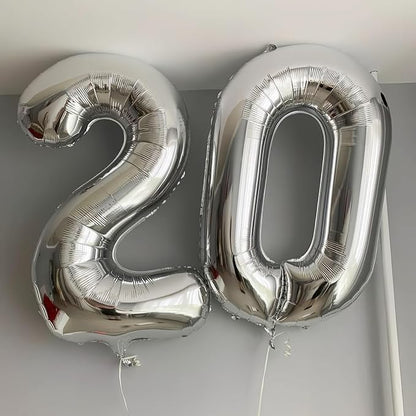 Silver 2 Balloon, 40 Inch Number 2 Balloon, 2 Birthday Balloon Decorations - Image 4