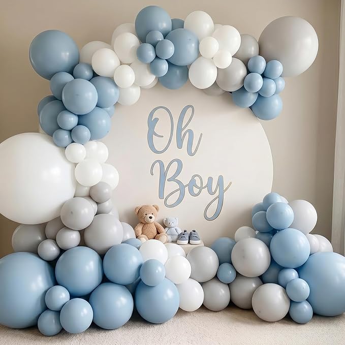 50pcs 12 Inch Dusty Blue Latex Balloons | Premium Helium Haze Blue Balloons - Image 6