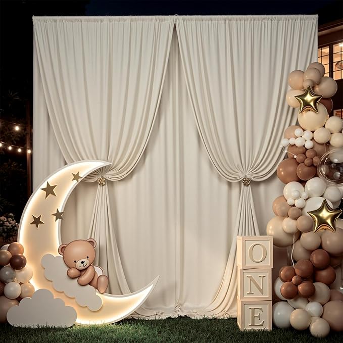 50ft×12ft Beige Backdrop Curtain - Image 6