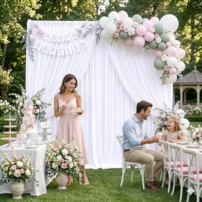 20ft x 8ft Wrinkle Free White Backdrop Curtains - Image 4
