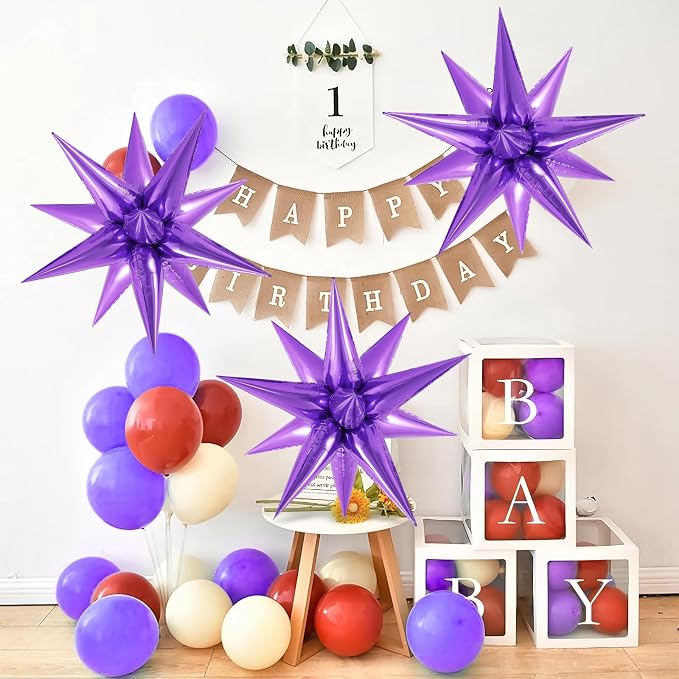 72 Pcs Star Balloons Foil Explosion Balloons Magic 12 Point Star Cone Balloon - Image 5