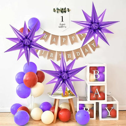 72 Pcs Star Balloons Foil Explosion Balloons Magic 12 Point Star Cone Balloon - Image 5