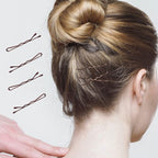 220 Count Mini Wavy 1.38 Inch Bobby Pins Brown, YINGFENG Small Hair Bobby Pins with Storage Box for Updos, Metal Hair Clips for Kids, Girls and Women, Suitable for All Hair Types
