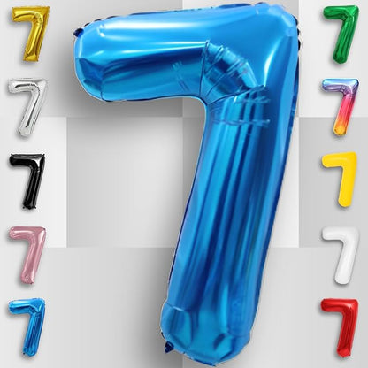 Blue Number Balloon 7 Mylar Foil Balloons 16 inch - Image 6