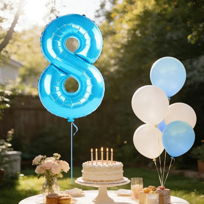 40 Inch Number 8 Balloons for 8th Birthday Party Decorations, 0-100 Jewelry - Image 3