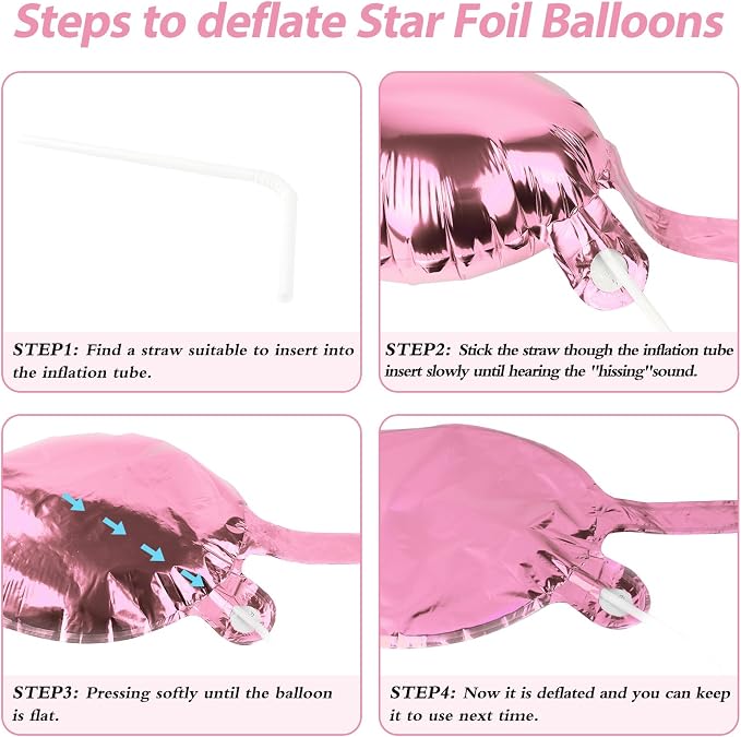 60 Pcs Star Balloons Explosion 12 Point Foil Cone Balloons Magic Balloon Large - Image 7