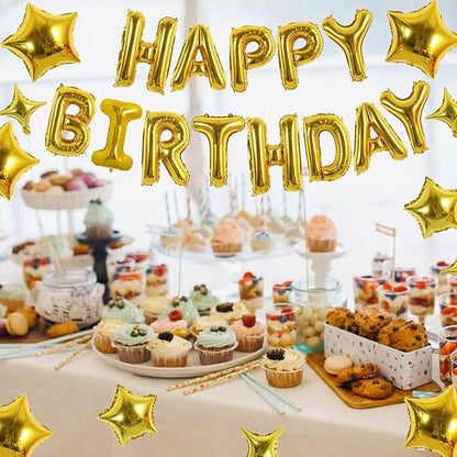 TONIFUL 35PCS Gold Happy Birthday Decorations Kit 16 Inch Happy Birthday - Image 3