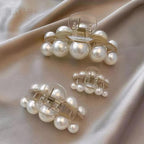 Hair Clips for Women, Large Pearl Hair Claw Clip Set Strong Hold No Slip, Banana Jaw Clip Barrettes, Hair Accessories Birthday Wedding Valentine's Day Gift for Girl Wife Styling Thick Thin (4 PCS)