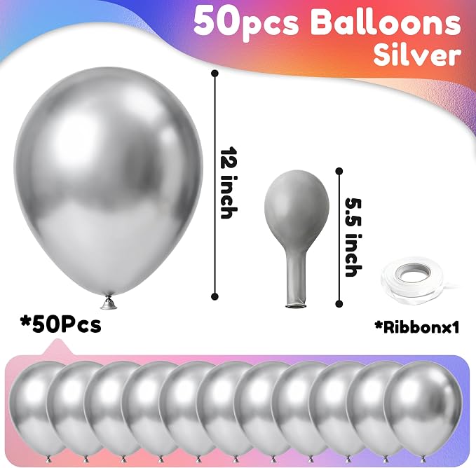 Silver Balloons, Baby Shower, Anniversary, Graduation, Wedding Decorations - Image 2
