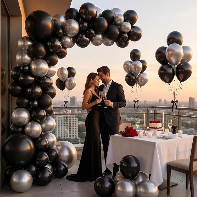 Black and Silver Balloons Arch Kit - Image 8