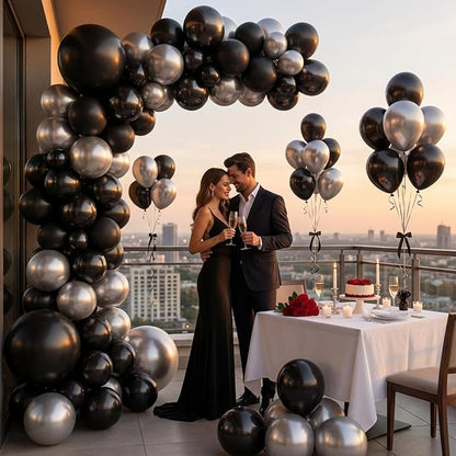Black and Silver Balloons Arch Kit - Image 8