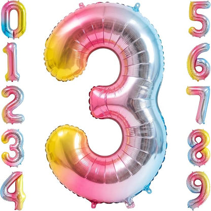 40" Rainbow Foil Number 3 Balloon by TNCDJKPA