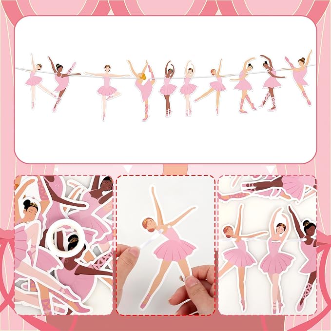 Hooqict Happy Birthday Banner Ballerina Birthday Party Decorations Ballerina - Image 7