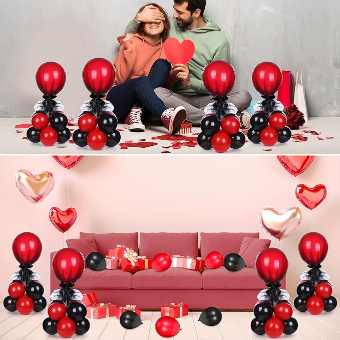 BBTO 8 Set Black and Red Table Centerpieces Balloons Stand Kit, Latex Balloons - Image 6