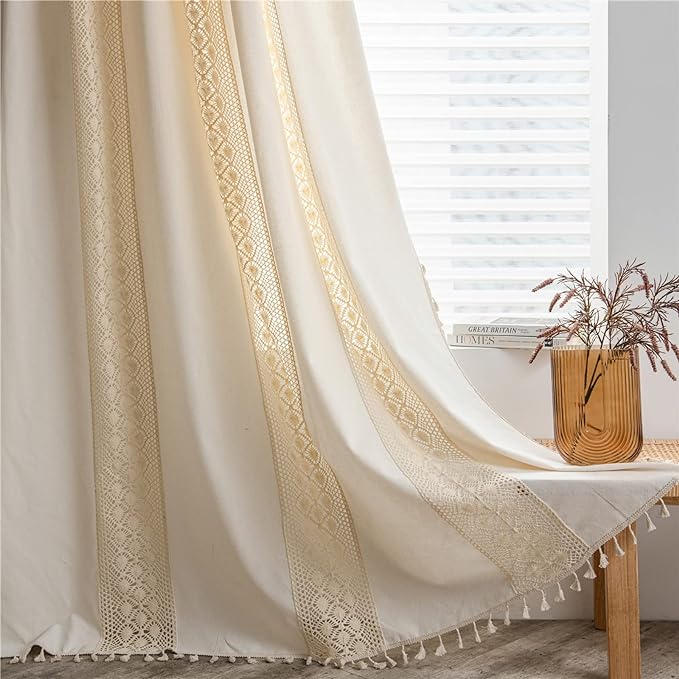 Sutuo Home Boho Curtain Crochet Dots Patchwork Semi-Blackout Bohemian Handmade by SutuoHome