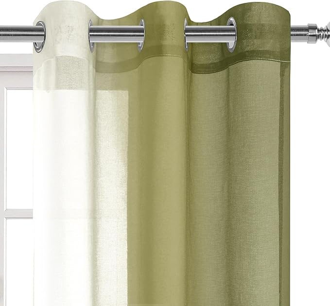 DWCN Olive Green Ombre Sheer Curtains - Image 3