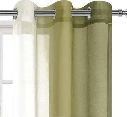 DWCN Olive Green Ombre Sheer Curtains - Image 3