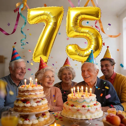 40 Inch Number 75 Balloons for 75th Birthday Party Decorations, 0-100 Gold - Image 2