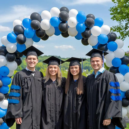Blue and Black Balloons, 12 Inch Graduation Balloons, Dark Blue Black White - Image 7
