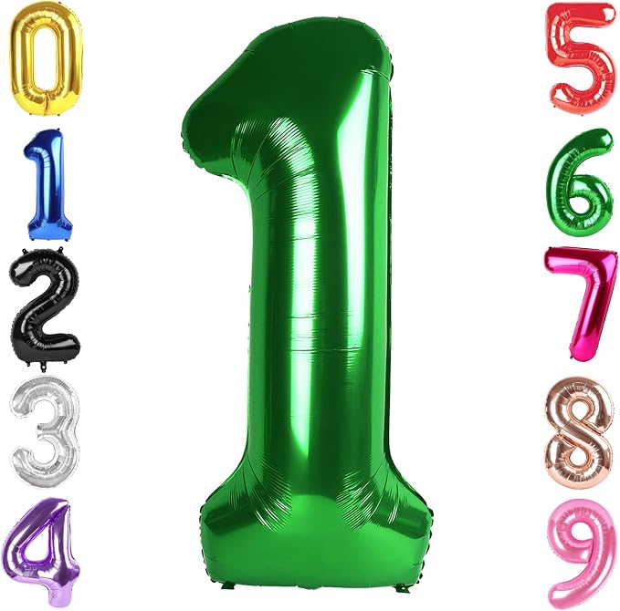 40 Inch Green Number 1 Balloon Birthday Party Decorations by Hadoife